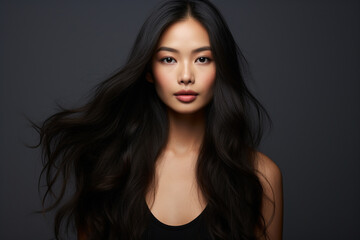 Fototapeta premium Beauty portrait of an asian female model with flawless skin an beautiful hair