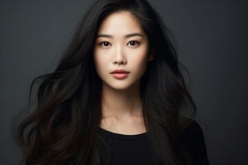 Fototapeta premium Beauty portrait of an asian female model with flawless skin an beautiful hair