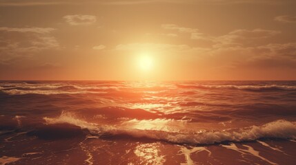 Fototapeta na wymiar The sun is setting over the ocean waves