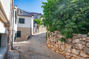 Streets of the old resort town of Primosten, Croatia.