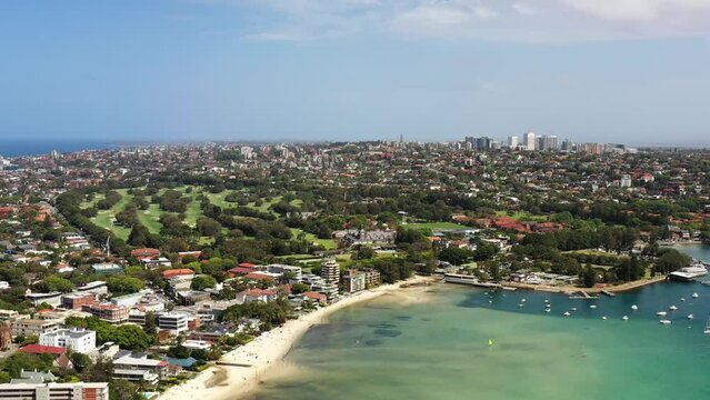 Vaucluse Sydney Harbour shore waterfront houses and rose bay beach 4k.
