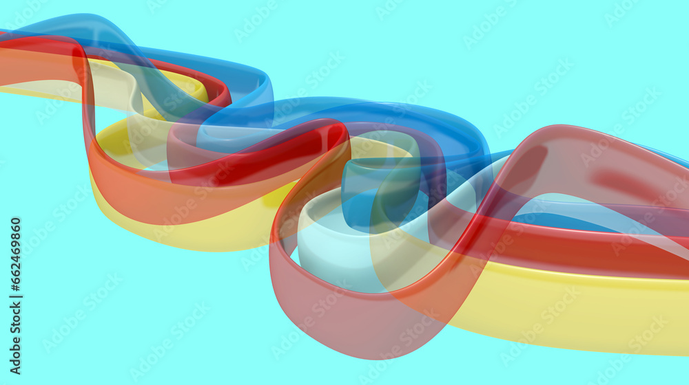 Poster abstract modern colorful background. folded ribbons with wavy layers and ruffles. 3d render.