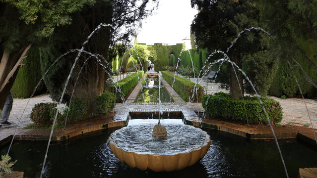 Jardines bajos del Generalife, Alhambra, Granada, Andalucía, España