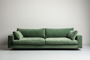 White room with green sofa. Scandinavian interior design. 3D illustration