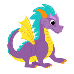 Cute violet dragon. Child dragon persona. Cartoon modern style vector illustration.