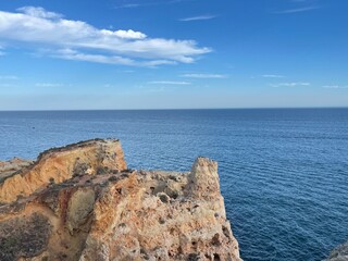 Reef formation from sandstone on the coast.Algar Seco, Carvoeiro.