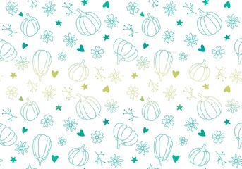 Cartoon retro vegetable harvest seamless Halloween pumpkins pattern for wrapping paper and fabrics and linens