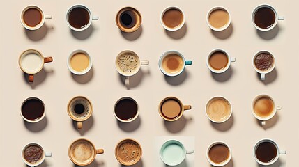 Obraz premium a group of coffee cups sitting on top of a table. generative ai