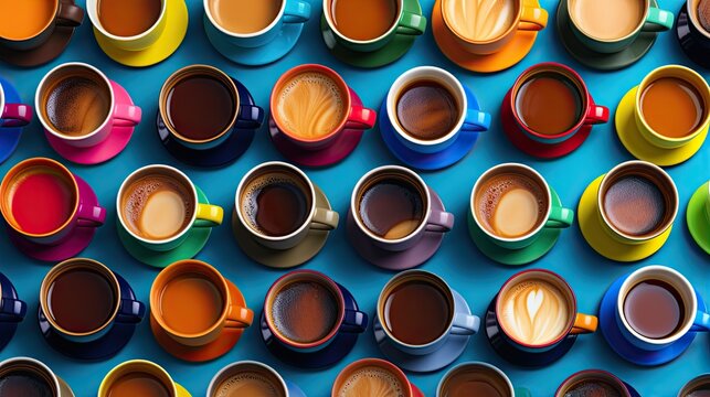  a group of cups of coffee sitting on top of each other.  generative ai