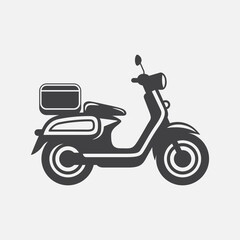 Vector Black Motorbike Icon. Simple Minimalistic Vector Bike Silhouette in Side View. Motorbike Sign Shape, Design Element for Logo, Web, Social Media, UI, App