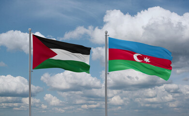 Azerbaijan and Palestine and Gaza Strip flags, country relationship concept