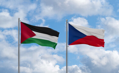 Czech Republic and Palestine and Gaza Strip flags, country relationship concept