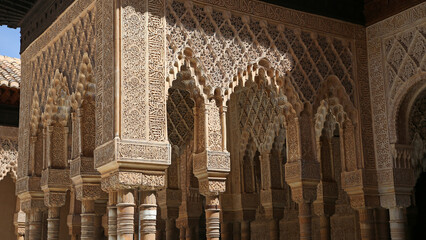 Patio de los Leones, Palacio de los Leones, Palacios Nazaríes, Alhambra, Granada, España