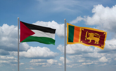 Sri Lanka and Palestine and Gaza Strip flags, country relationship concept