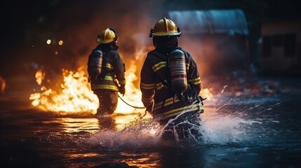 Firefighters in action