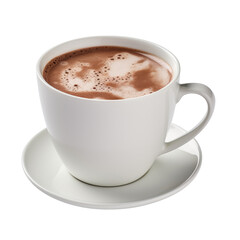 Fototapeta premium Hot chocolate drink with white cup isolated on transparent background.
