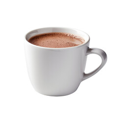 Hot chocolate drink with white cup isolated on transparent background.