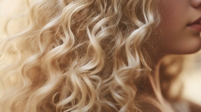 A close up of a woman with curly hair