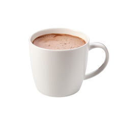 Hot chocolate drink with white cup isolated on transparent background.