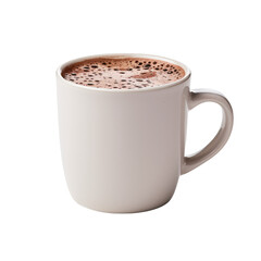Hot chocolate drink with white cup isolated on transparent background.