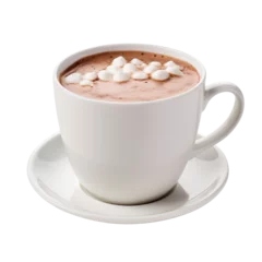  Hot chocolate, marshmallow drink with white cup isolated on transparent background. © Achira22