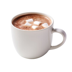 Obraz premium Hot chocolate, marshmallow drink with white cup isolated on transparent background.