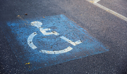wheelchair accessibility sign against a modern cityscape, conveying equality and mobility for all