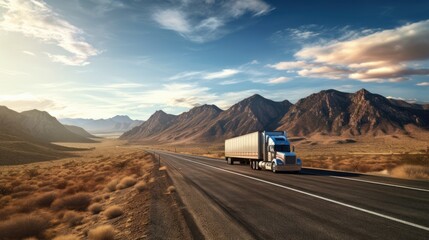 Truck is transporting goods in the USA - obrazy, fototapety, plakaty