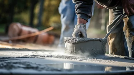 Foto op Plexiglas A construction worker preparing construction cement © PixelPaletteArt