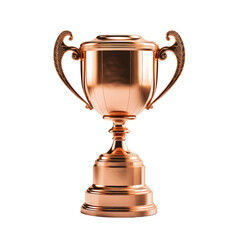 Fototapeta na wymiar Bronze, copper trophy isolated on transparent background..
