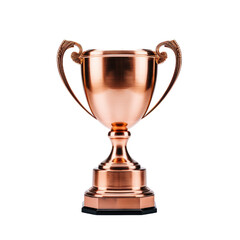 Bronze, copper trophy isolated on transparent background..