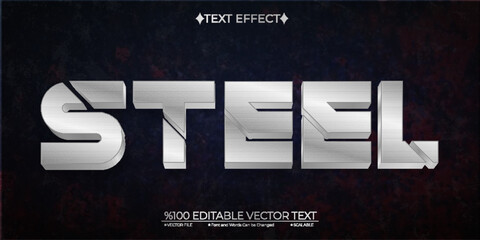Silver Steel Editable Vector 3D Text Effect