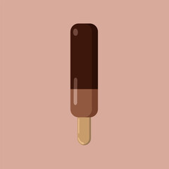 Chocolate cold summer ice cream on a light background