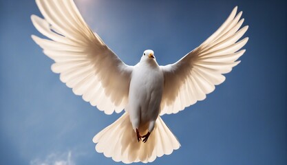Digital Illustration of a White Dove with Flames on a Dark Background, Symbolizing Peace and Spiritual Gifts