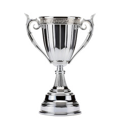 Silver trophy isolated on transparent background.