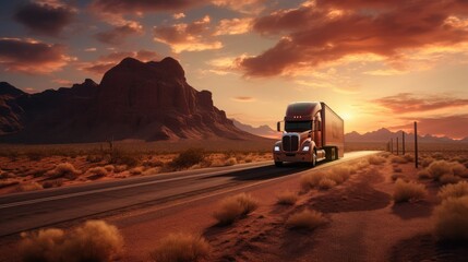 Truck is transporting goods in the USA