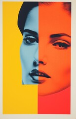 Beautiful female face — states of mind — screenprint style illustration for fashion or wall poster.