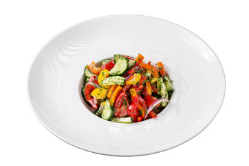 Fresh vegetable salad with herbs. Isolated dish for menu.