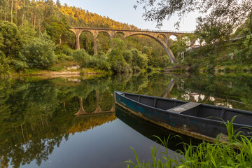 Fototapeta na wymiar fantastic landscape photography, on the Poço de Santiago bridge in the town of Sever do Vouga, district of Aveiro, Portugal
