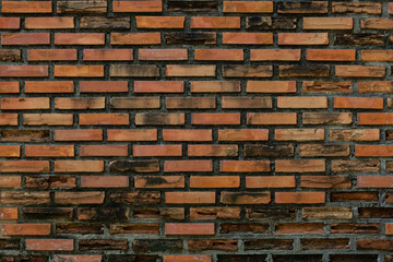 Old red brick wall broken brick wall texture background, vintage backdrop for design