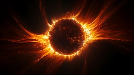 A close-up of the intricate details of the sun's corona during a total solar eclipse, creating a cosmic spectacle.