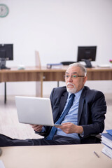 Old male employee working in the office