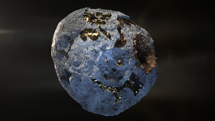 The golden asteroid, 16 Psyche is a large M-type asteroid, rich in metal.