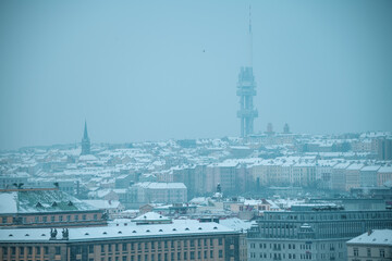 Obraz premium landscape in winter in Prague, Czech Republic