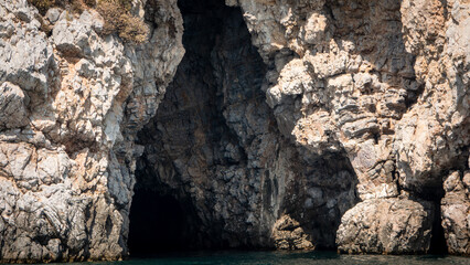 The sea cave located in Demircili bay between the Urla-Seferihisar coast of Izmir, Turkey
