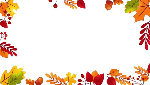 Autumn Leaves Frame Animation with Chroma Key Color