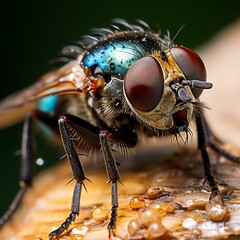 Fly head in extreme macro, ai generated