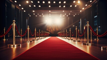 red carpet luxury on gala premier or top artist show with gold chain	
 - obrazy, fototapety, plakaty