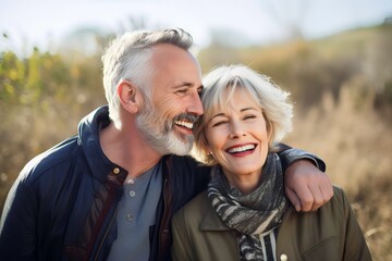 happy senior couple together smiling love traveling together