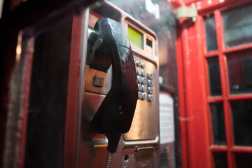 Old red telephone box, english phone box telephone